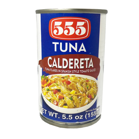 Front graphic image of 555 Tuna Flakes - Caldereta 5.5oz