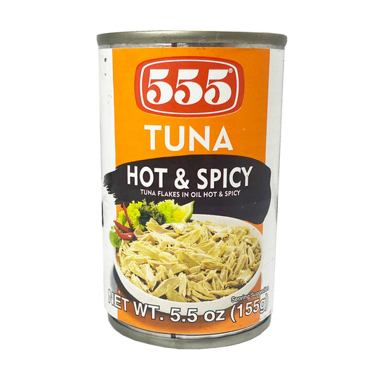 Front graphic image of 555 Tuna Flakes In Oil - Hot & Spicy 5.5oz