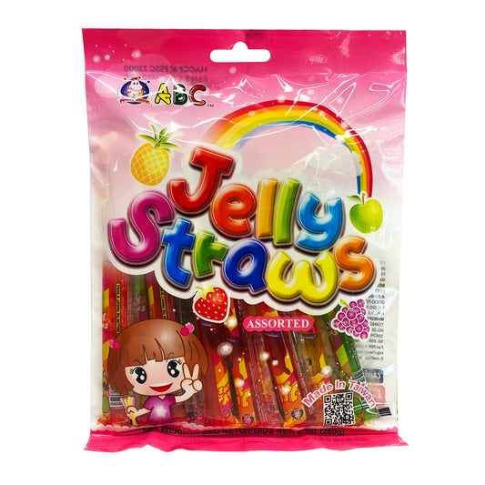 Front graphic image of ABC Jelly Straws Stick Assorted Flavors 9.1oz -  ABC 果冻条 - 综合口味 9.1oz