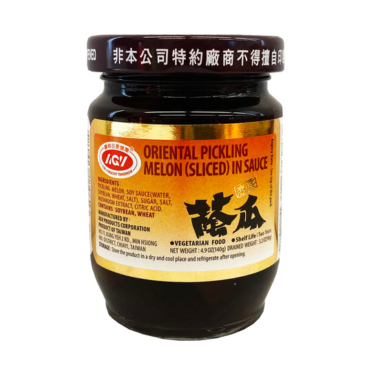 Front graphic image of AGV Oriental Pickling Melon Sliced In Sauce 4.9oz - 爱之味 荫瓜 4.9oz