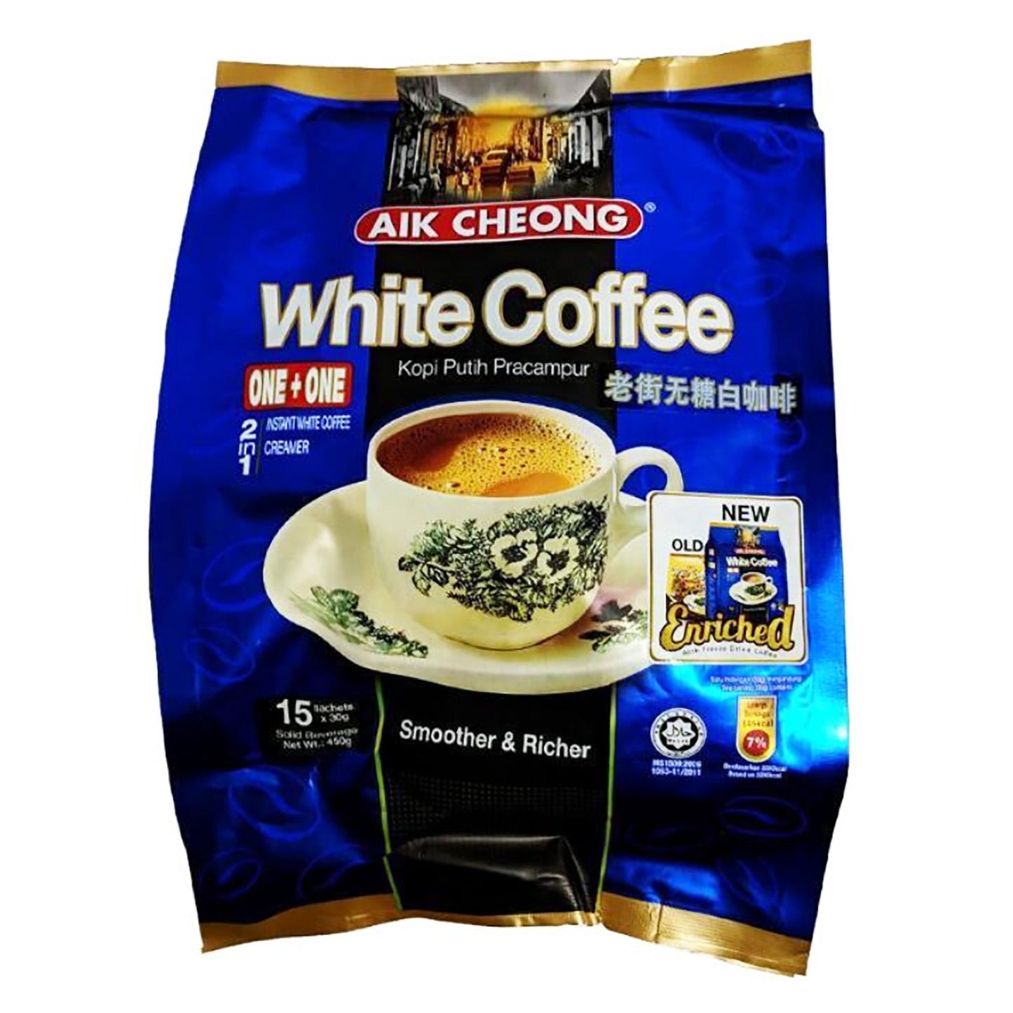 Front graphic image of Aik Cheong 2 In 1 White Coffee 21.16oz