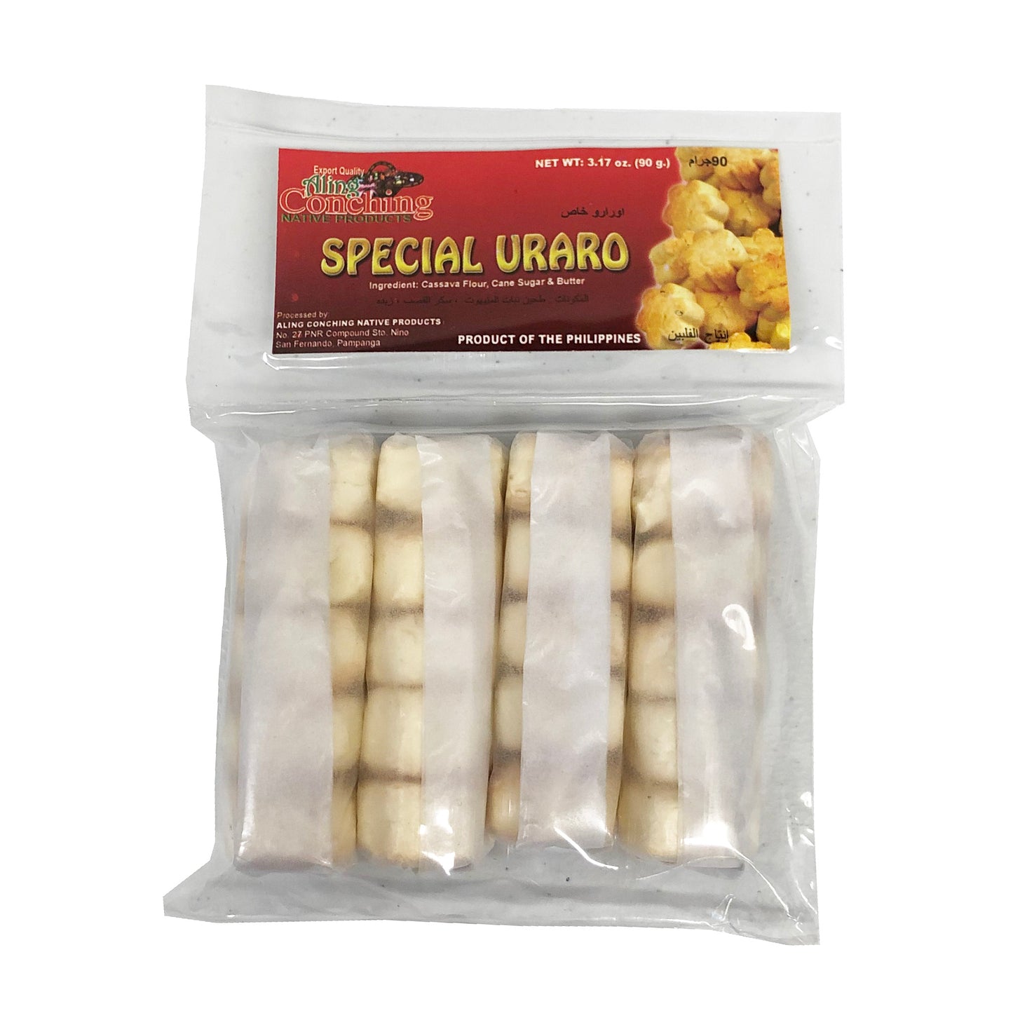 Front graphic image of Aling Conching Arrowroot Cookies - Special Uraro 3.17oz