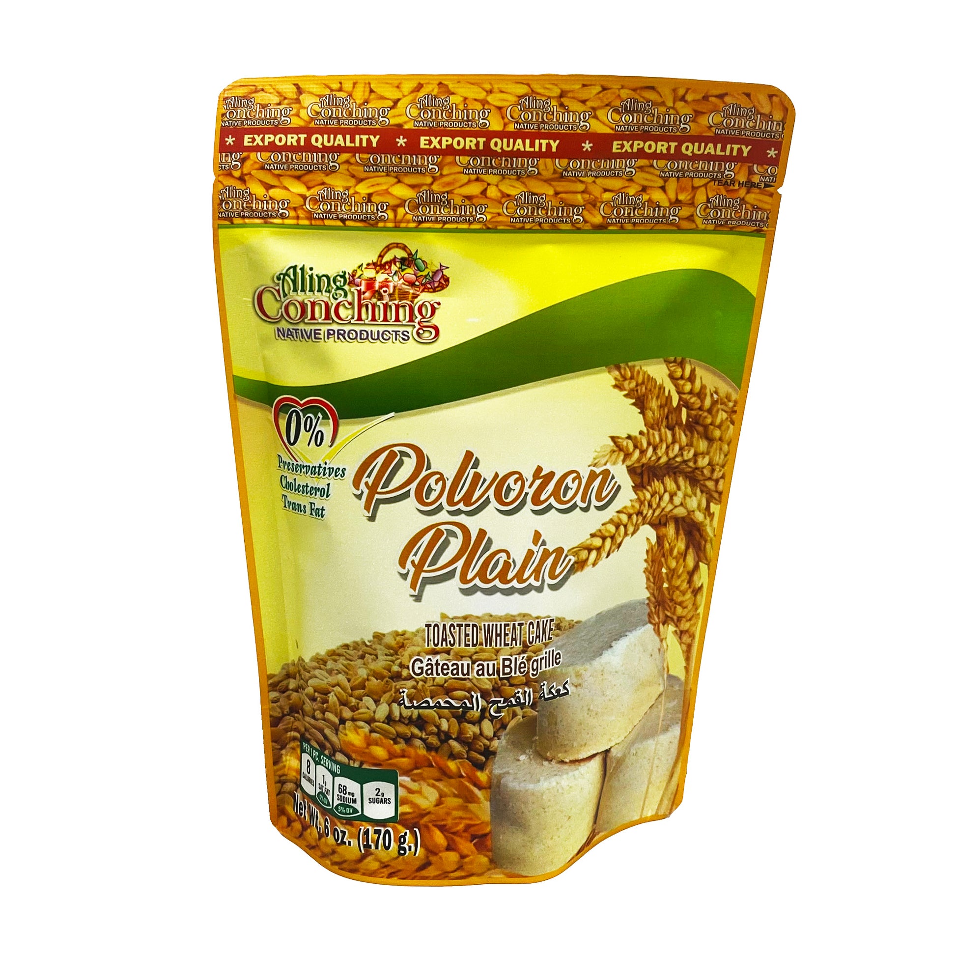 Front graphic image of Aling Conching Toasted Wheat Cake - Polvoron Plain 6oz