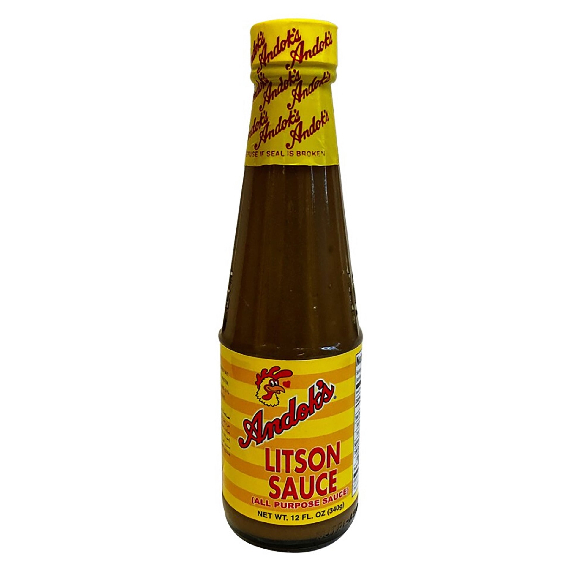 Front graphic image of Andok's Litson Sauce 12oz