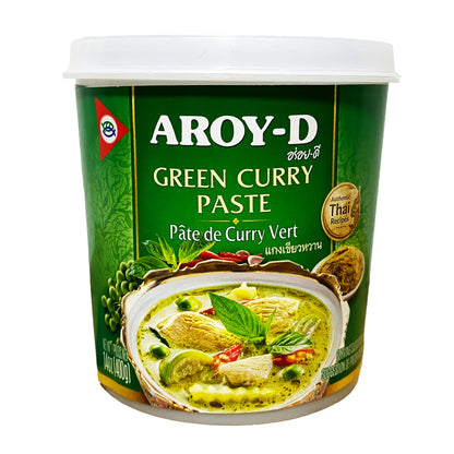 Front graphic view of Aroy-D Green Curry Paste 14oz (400g)