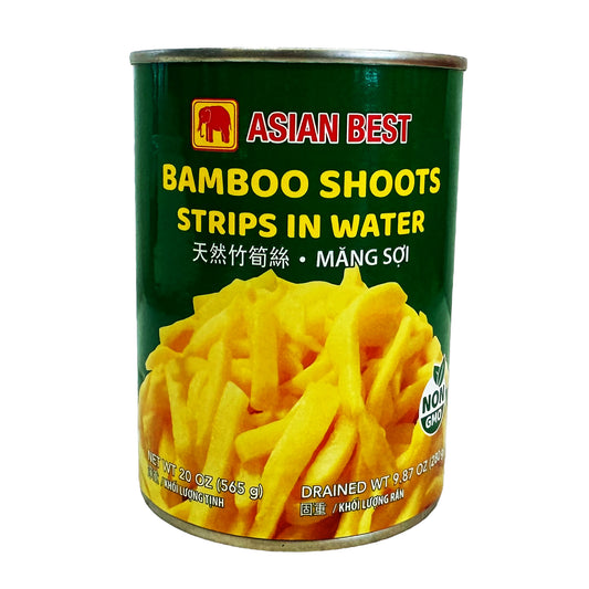 Front graphic image of Asian Best Premium Bamboo Shoot Strips In Water 20oz (565g)