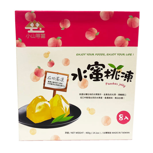Front graphic image of Yi Xi Food Peach Jelly 14.1oz (400g) 