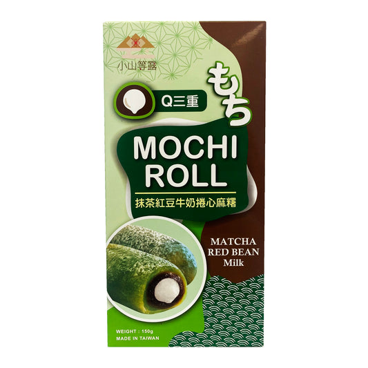 Front graphic image of Yi Xi Food Q3 Mochi Roll - Matcha Red Bean Milk Flavor 5.3oz (150g)