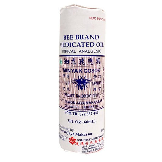 Front graphic view of Bee Brand Medicated Oilical Analgesic 2oz