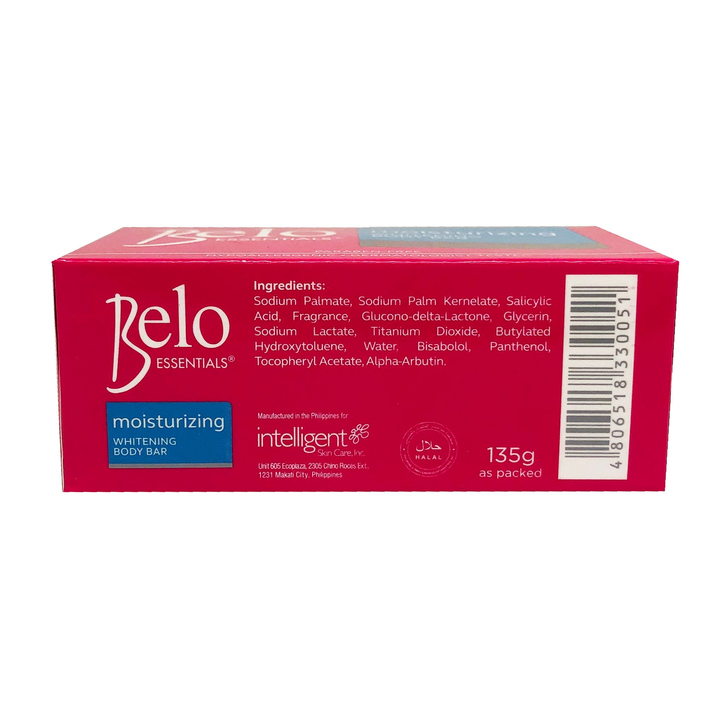 Side graphic view of Belo Moisturizing Whitening Body Bar Soap - Blue 4.76oz