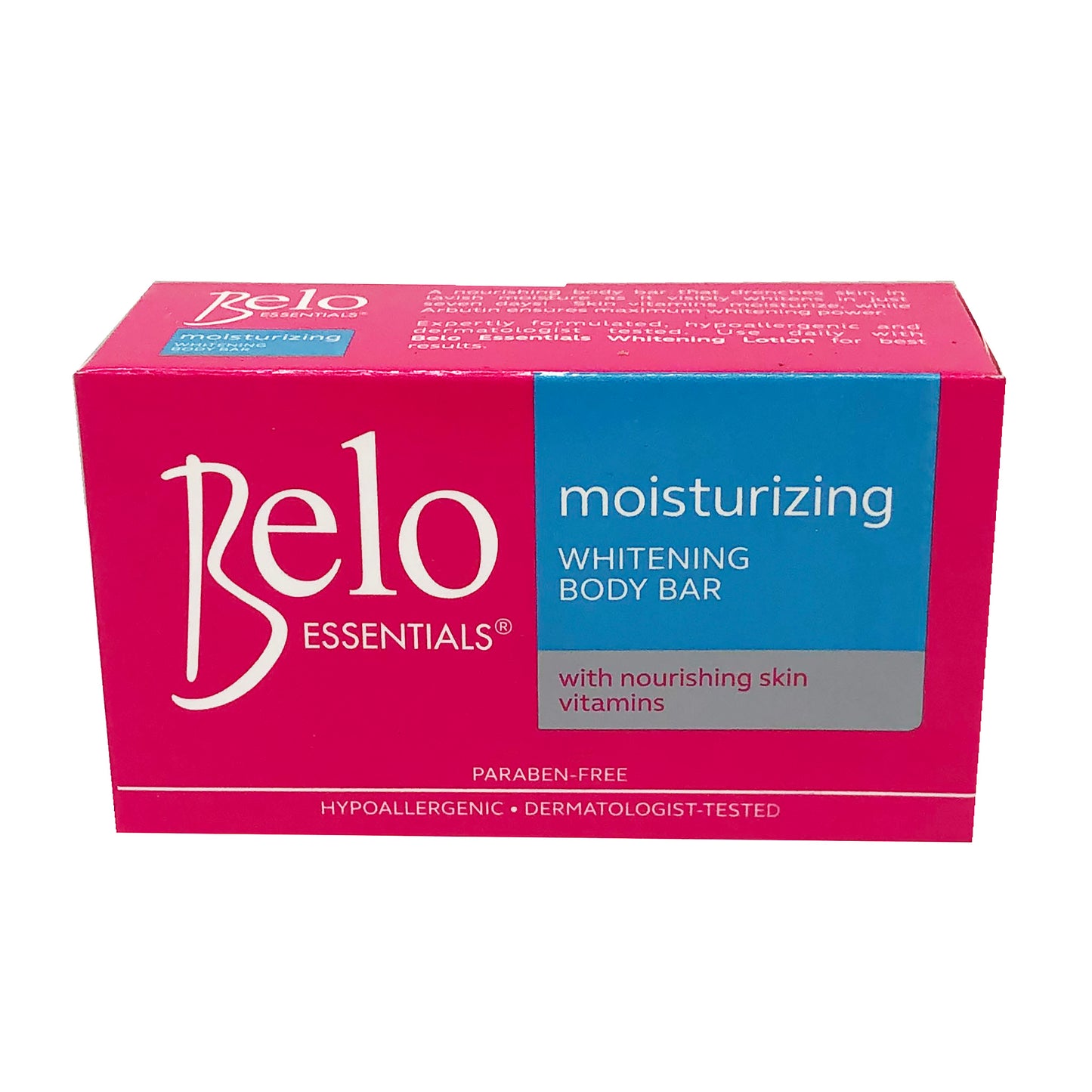 Front graphic view of Belo Moisturizing Whitening Body Bar Soap - Blue 4.76oz