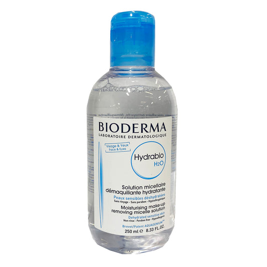 Front graphic view of Bioderma Hydrabio H2O Micellar Water Cleanser Makeup Remover 8.33oz