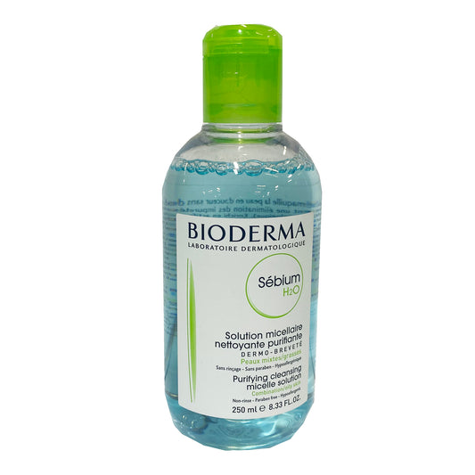 Front graphic view of Bioderma Sebium H2O Micellar Water Makeup Remover 8.33oz