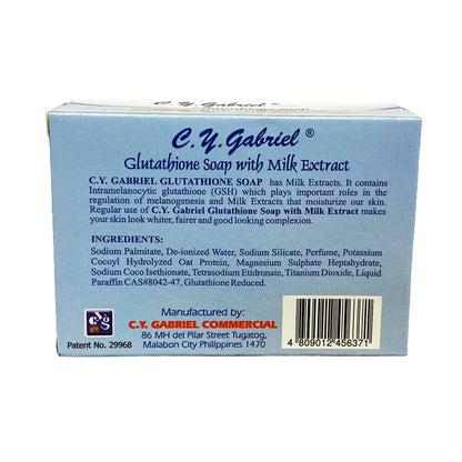 Back graphic view of CY Gabriel Glutathione Soap with Milk Extract 4.76oz (135g)