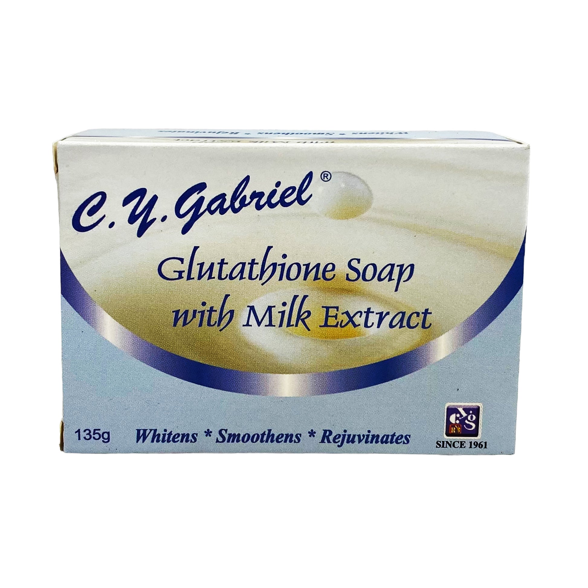 Front graphic view of CY Gabriel Glutathione Soap with Milk Extract 4.76oz (135g)