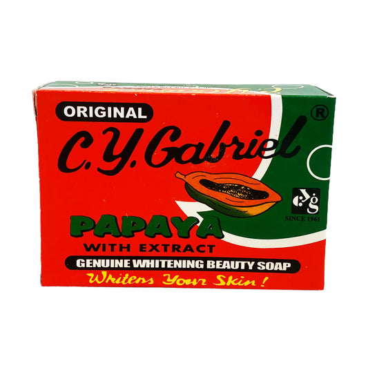 Front graphic view of CY Gabriel Papaya with Extract Genuine Whitening Beauty Bar Soap 4.76oz (135g)