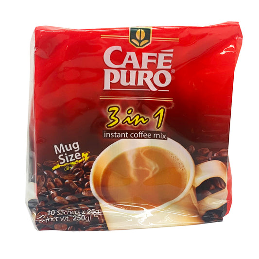 Front graphic image of Cafe Puro 3 In 1 Instant Coffee Mix 8.8oz