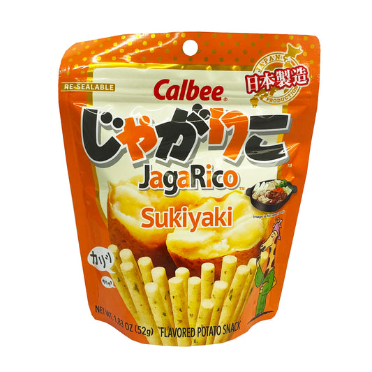 Front graphic image of Calbee Jagarico Flavor Potato Snack - Sukiyaki 1.83oz