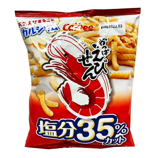 Front graphic image of Calbee Kappa Ebisen Shrimp Chips - 35% Salt Cut 2.99oz (85g)