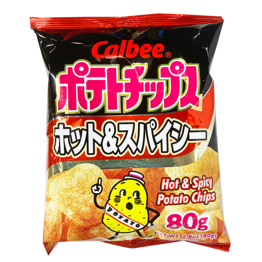 Front graphic image of Calbee Potato Chips Hot & Spicy 2.8oz