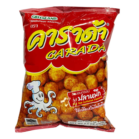 Front graphic image of Carada Rice Ball Cuttlefish Flavor 2.4oz