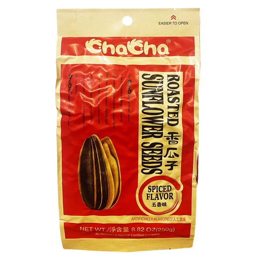 Front graphic image of ChaCha Sunflower Seeds - Spiced Flavor 8.82oz - 恰恰 瓜子 - 香辣味 8.82oz