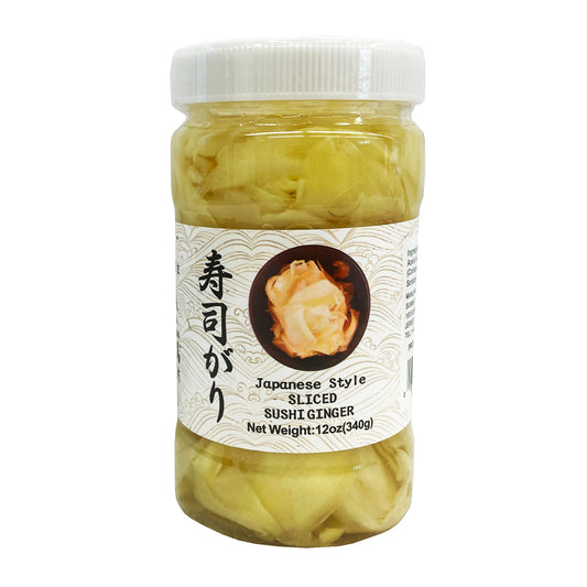 Front graphic image of Chikyu Uma Japanese Style Sliced Sushi Ginger (White) 12oz