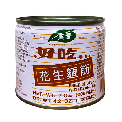 Front graphic image of Chin Yeh Fried Gluten with Peanuts 7oz - 青叶 花生面筋 7oz