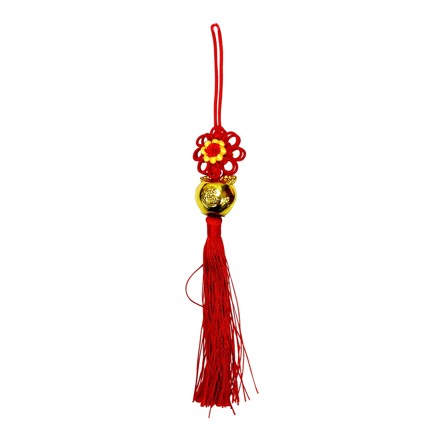 Front graphic image of Chinese New Year Lucky Knot Apple Hanging Pendant - Red 9 inches
