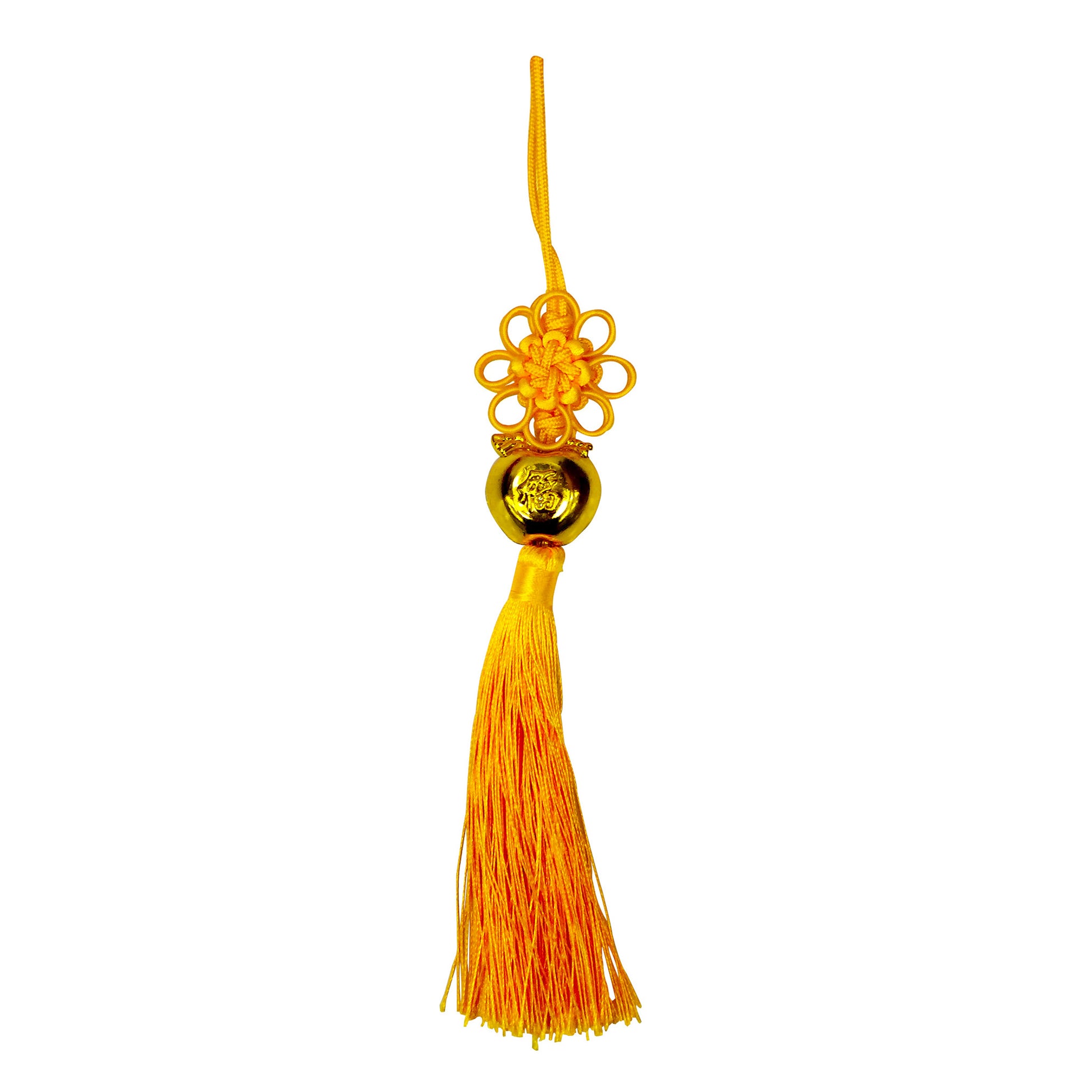 Front graphic image of Chinese New Year Lucky Knot Apple Hanging Pendant - Yellow 9 inches 