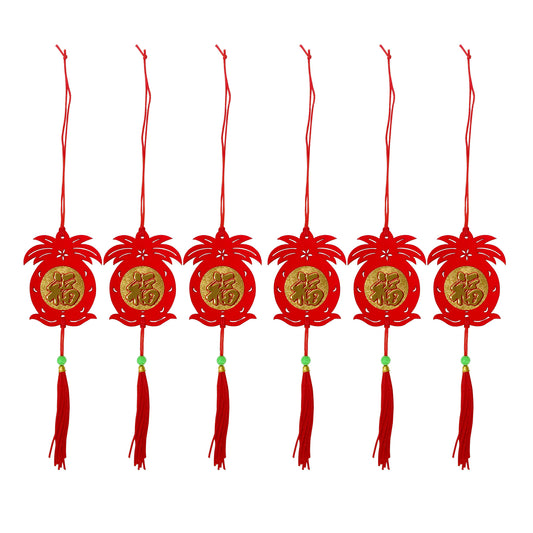 Front graphic image of Chinese New Year Mini Fu Character Pendants 6pcs Set - Pineapple 8 inches