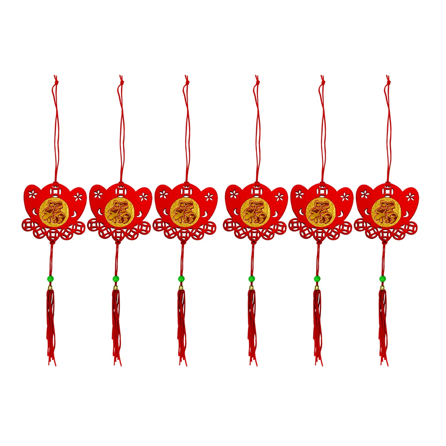 Front graphic image of Chinese New Year Mini Fu Character Pendants 6pcs Set - Yuan Bao 8 inches