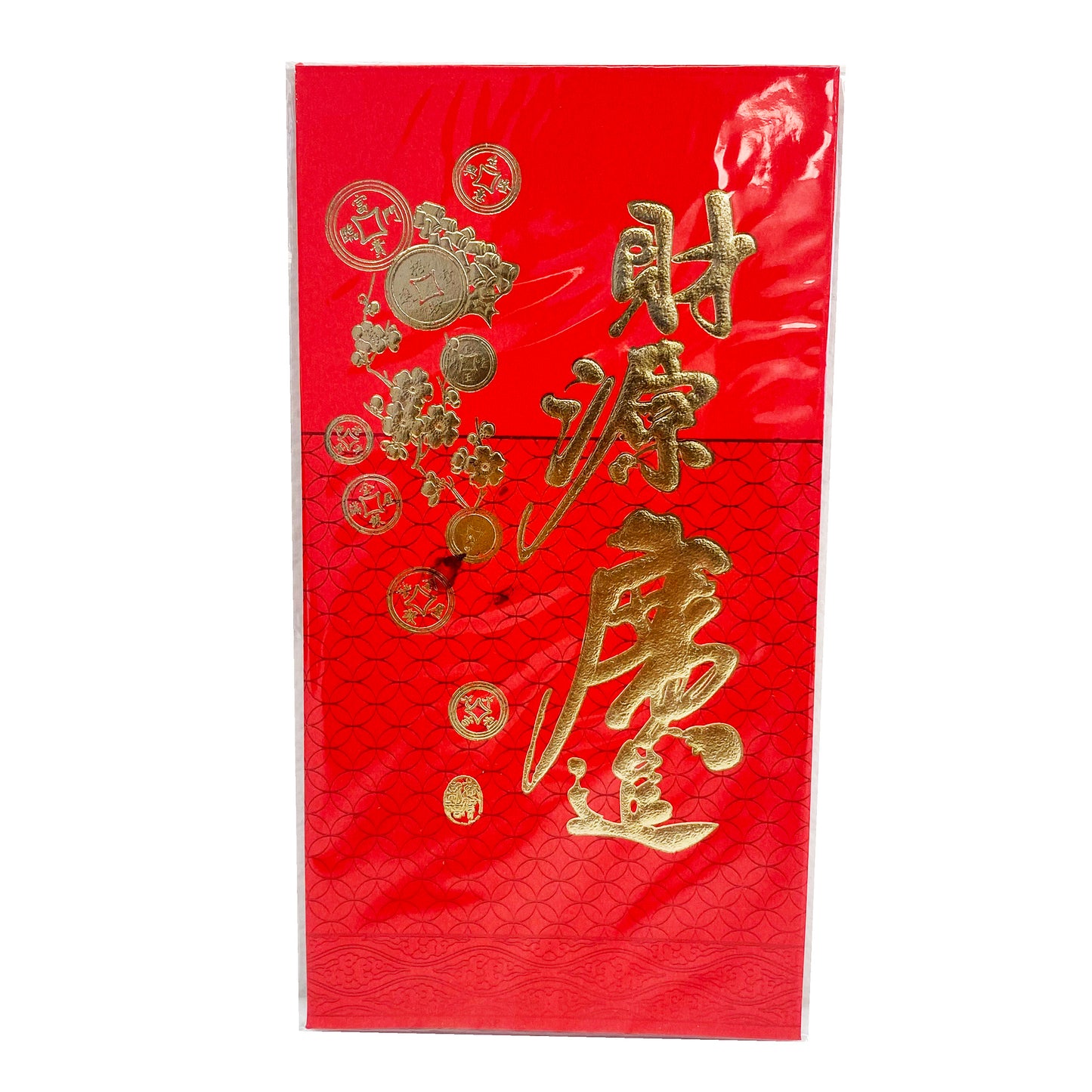 Front graphic image of Chinese Red Envelope Lucky Hong Bao with Lucky Coins Long Size 6pcs