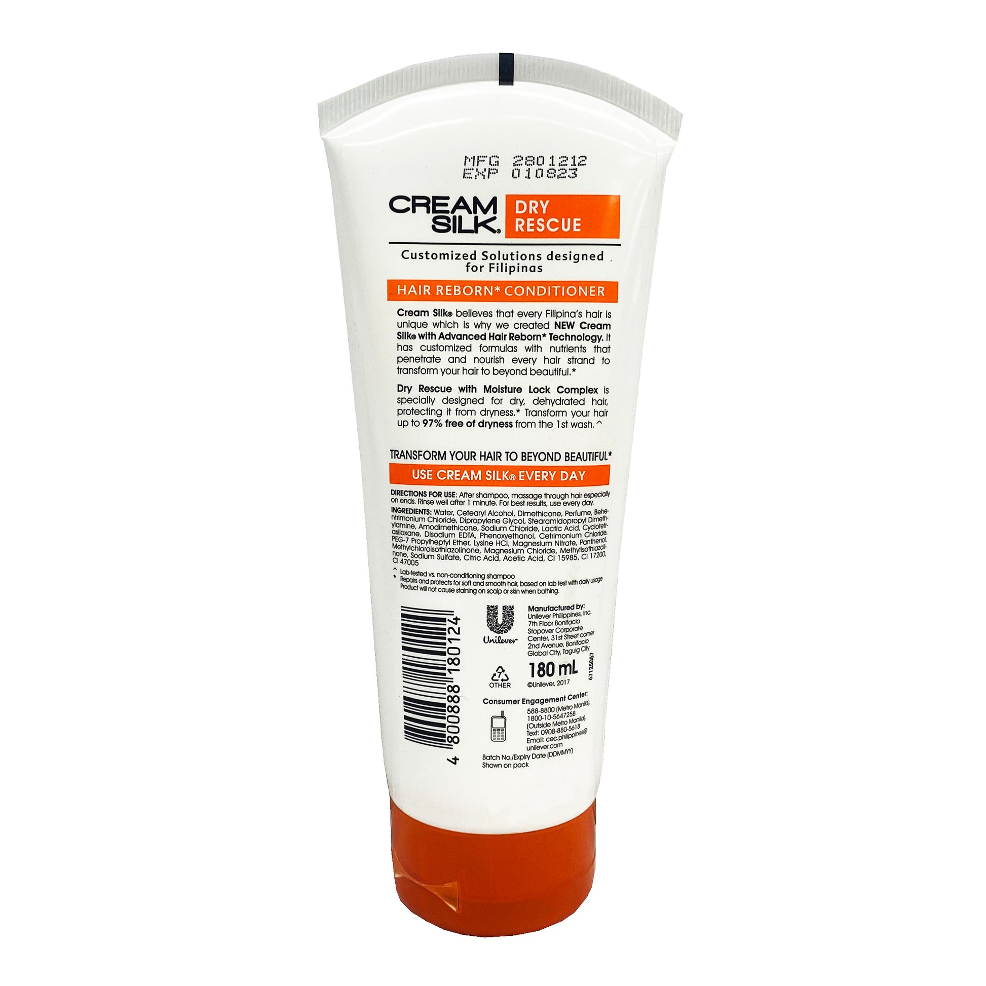Back graphic view of Cream Silk Orange Dry Rescue Conditioner 6.08oz (180ml)