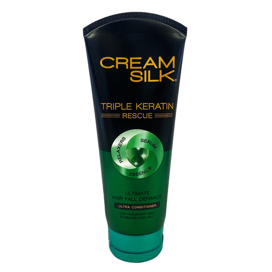 Front graphic view of Cream Silk Tri-Keratin Rescue Ultimate Hair Fall Defense Conditioner 5.74oz (170ml)