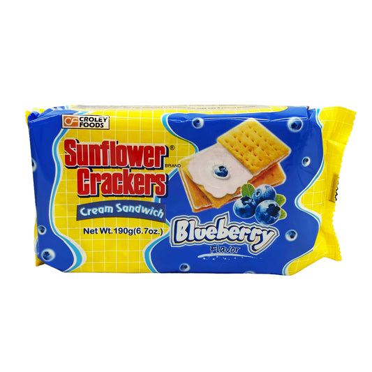 Front graphic view of Croley Foods Sunflower Crackers - Blueberry Flavor 6.7oz (190g)