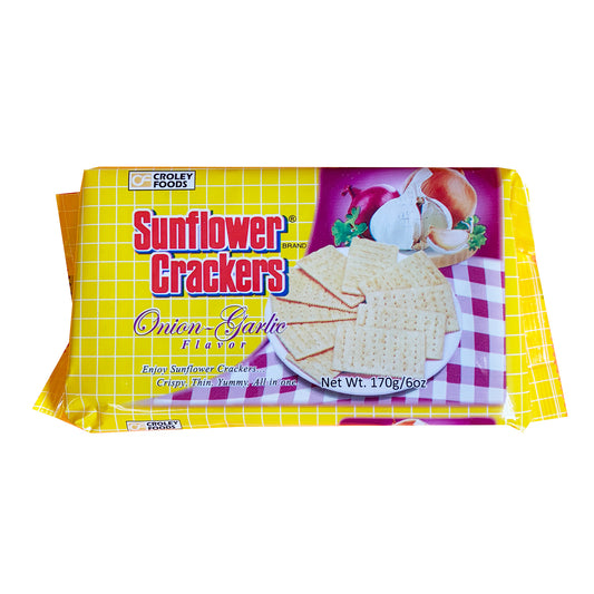 Front graphic image of Croley Foods Sunflower Crackers - Onion Garlic Flavor 6oz