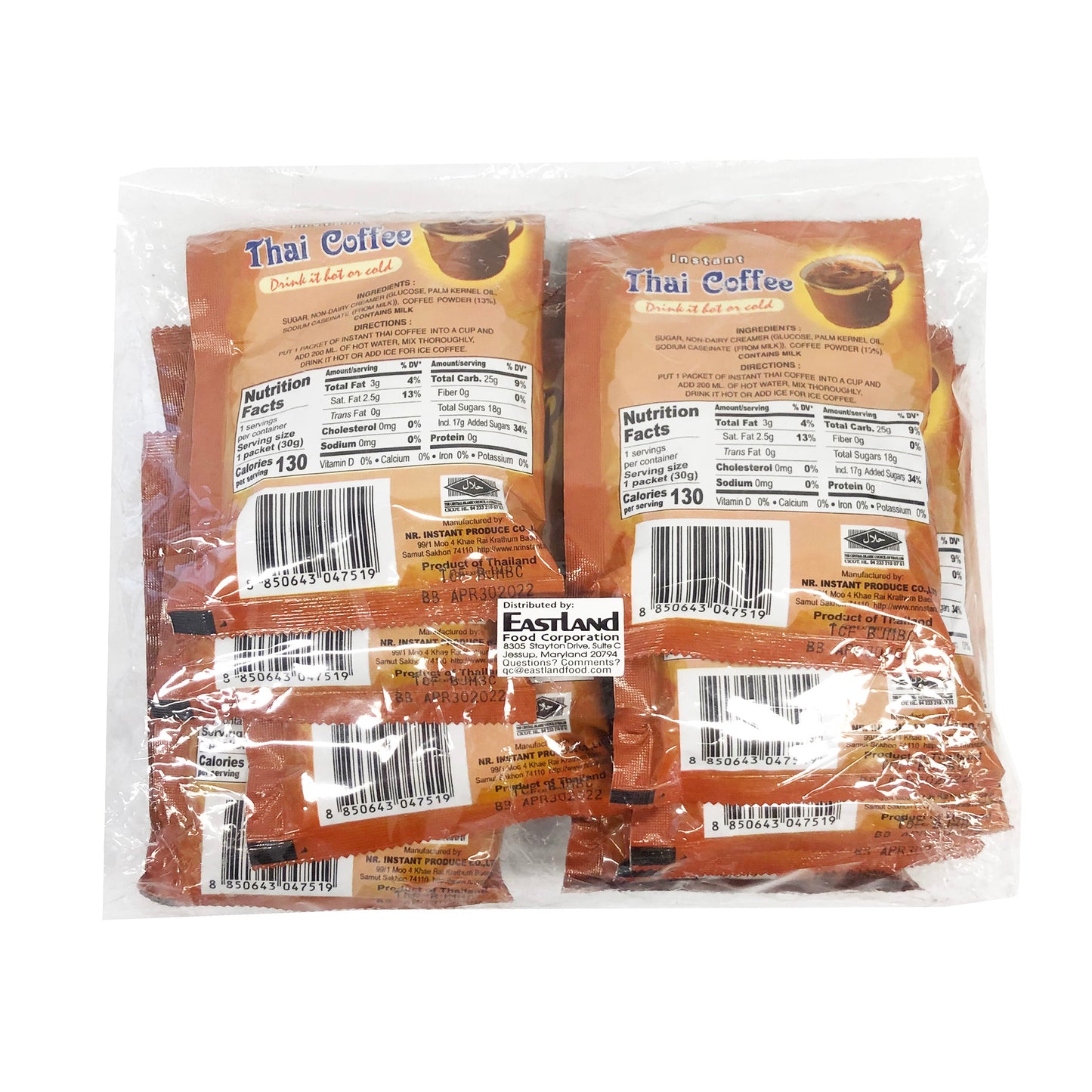 Back graphic image of DeDe Instant Thai Coffee 12 Pack
