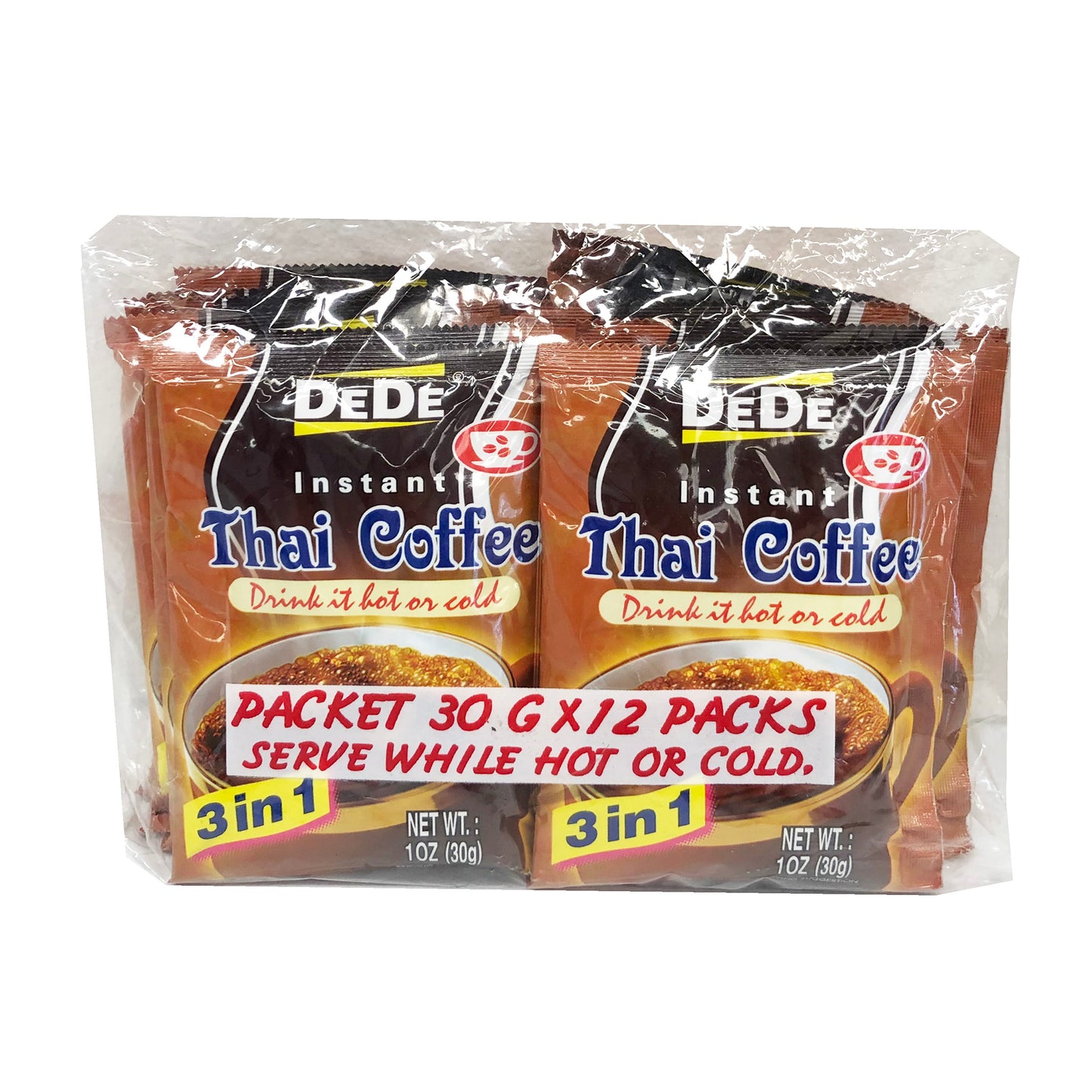 Front graphic image of DeDe Instant Thai Coffee 12 Pack