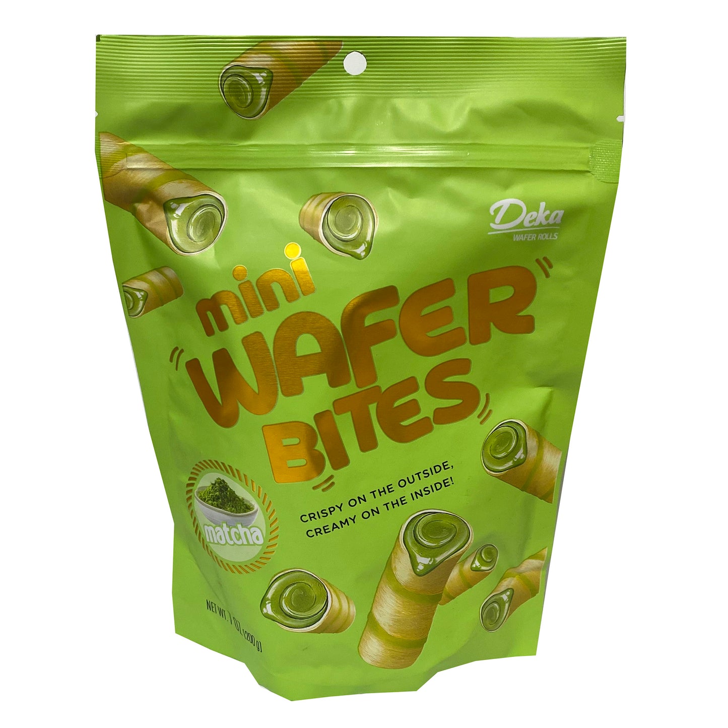 Front graphic image of Deka Wafer Bites Matcha Flavor 7oz