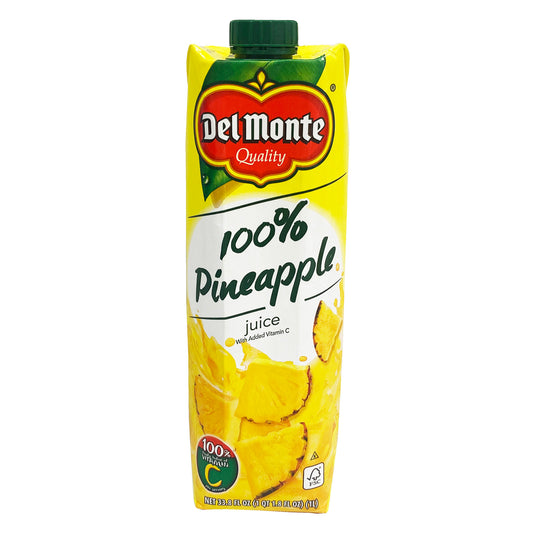 Front graphic image of Del Monte Juice Drink - 100% Pineapple 33.8oz