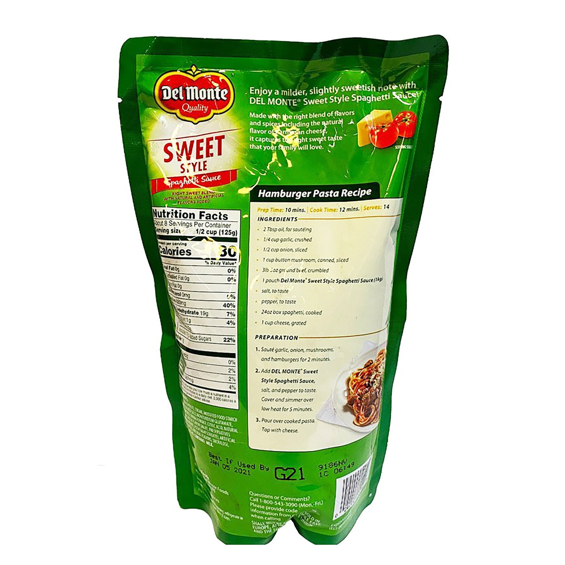 Back graphic image of Del Monte Spaghetti Sauce - Sweet Style 35.2oz