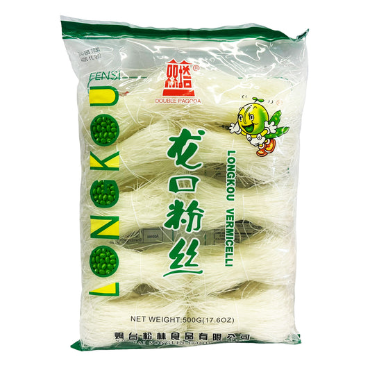 Front graphic image of Double Pagoda Longkou Vermicelli 17.6oz