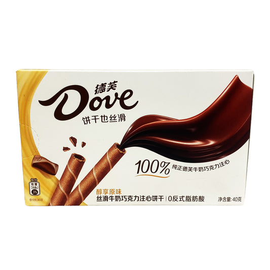 Front graphic view of Dove Chocolate Stick Wafer Roll 1.41oz (40g)