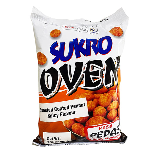 Front graphic image of Dua Kelinci Sukro Oven Roasted Coated Peanut - Spicy Flavor 3.52oz (100g)