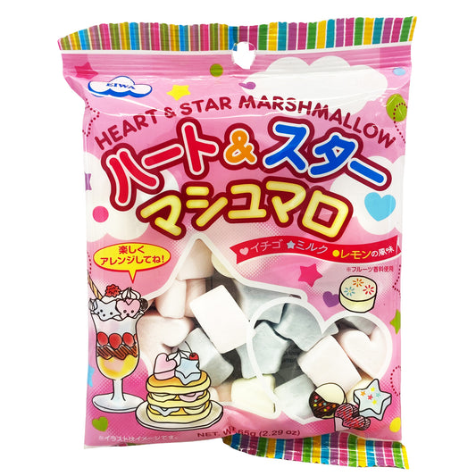 Front graphic image of Eiwa Heart and Star Marshmallow 2.29oz (65g)
