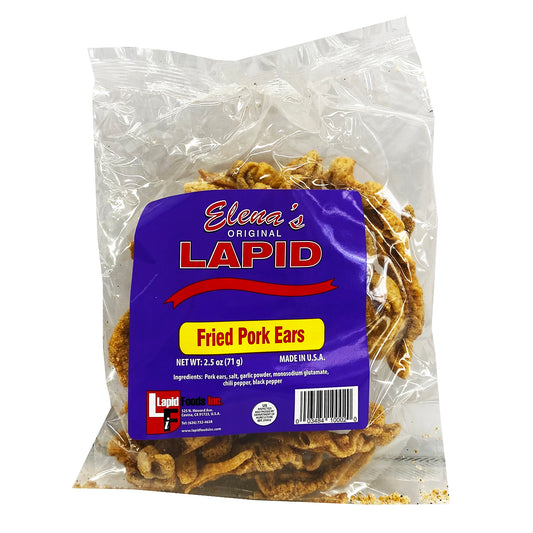 Front graphic image of Elena's Fried Pork Ears 2.5oz (71g)