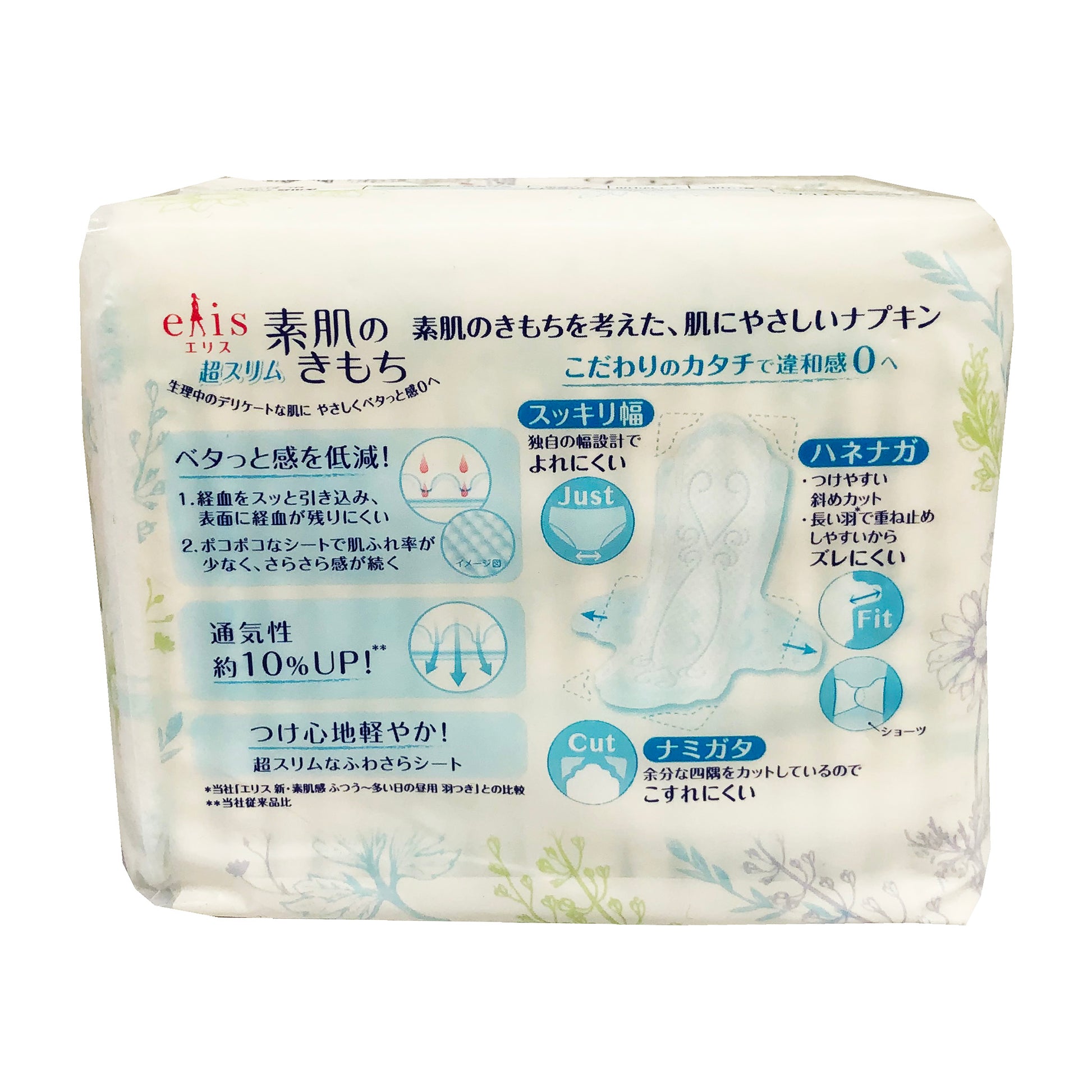 Back graphic view of Elleair Elis Megami Sanitary Napkin Slim Very Heavy Daytime with Wing (17 pcs) 27cm