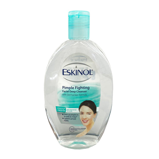 Front graphic view of Eskinol Pimple Fighting Facial Deep Cleanser With Dermaclear Formula 7.6oz