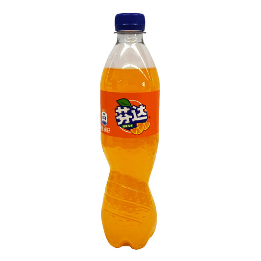 Front graphic view of Fanta Soda - Orange Flavor 16.9oz (500ml)